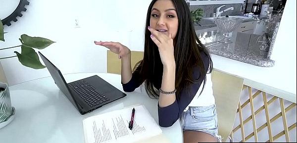  Eliza Ibarra riding her stepbros large rod on top bouncing off her pussy!
